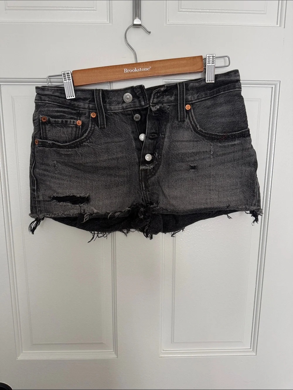 Levi's Black Distressed Denim Jean Shorts